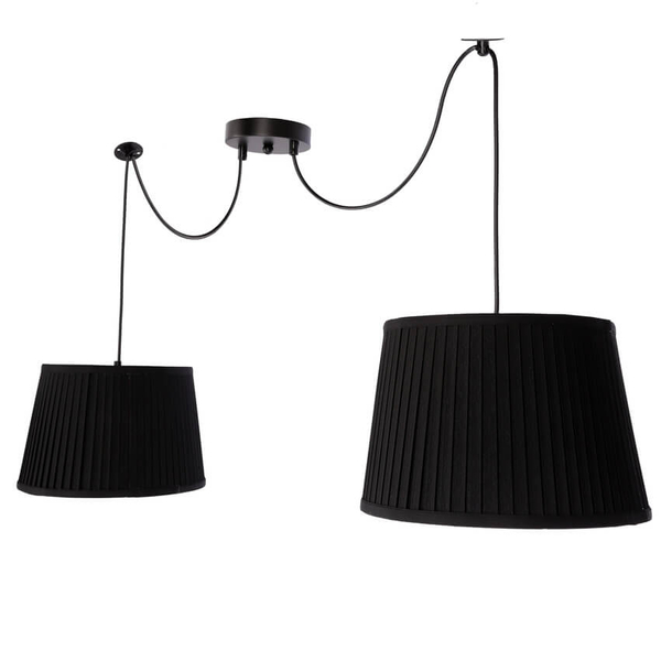 2-punktowa lampa wisząca Gillo abażurowa nad łóżko czarna