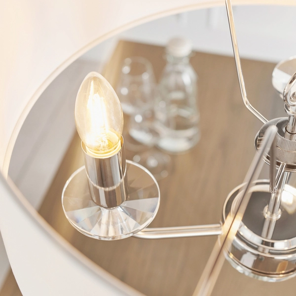 Lampa wisząca z abażurem Nixon 60129 Endon na łańuchu ecru nikiel