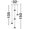 Kaskadowa lampa wisząca GUAY LE44215 LED 30W 3000K stożki czarna złota