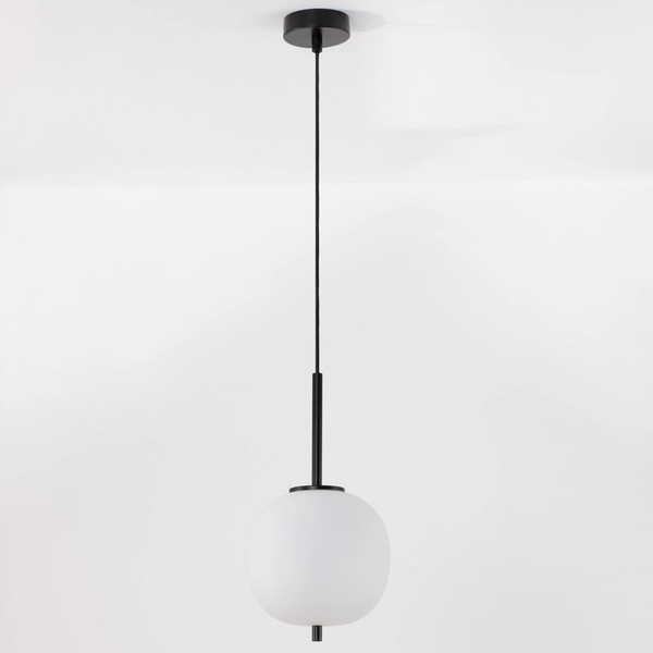 Kulista lampa wisząca Marc LE42721 czarna ze szkła nad wyspę do kuchni