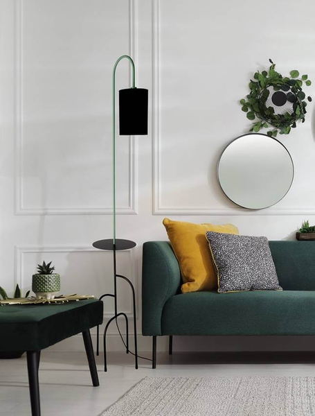 Lampa podłogowa z abażurem Ravello półka czarna zielona