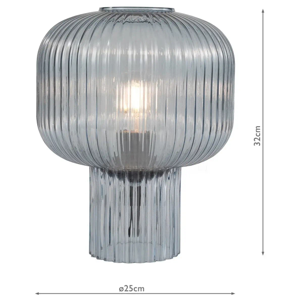 Szklana stołowa lampa Demarius DEM4223 grzybek niebieski