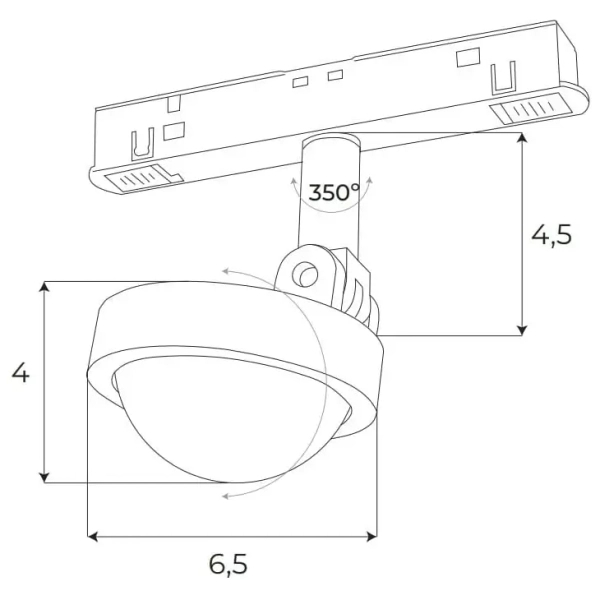 Regulowana lampa magnetyczna do systemu Dali M0018d LED 8W 3000K czarny