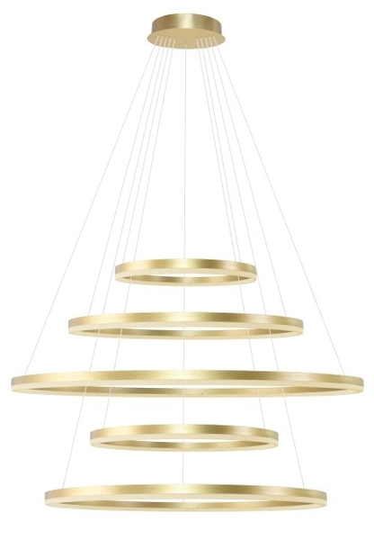 Wisząca lampa z pilotem Halo AZ5352 150+120+100+80+60 LED 180W ringi złote