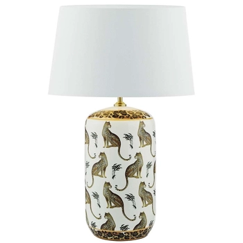 Ceramiczna lampa stołowa Tigris TIG422+PYR182 Dar Lighting pantera ecru