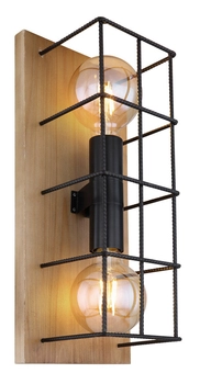 Lampa ścienna Merril 15530-2W druciana czarna drewno