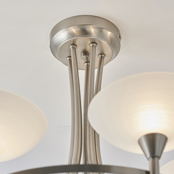 Lampa sufitowa CAGNEY-5SC Endon szklane kielichy satynowy chrom białe