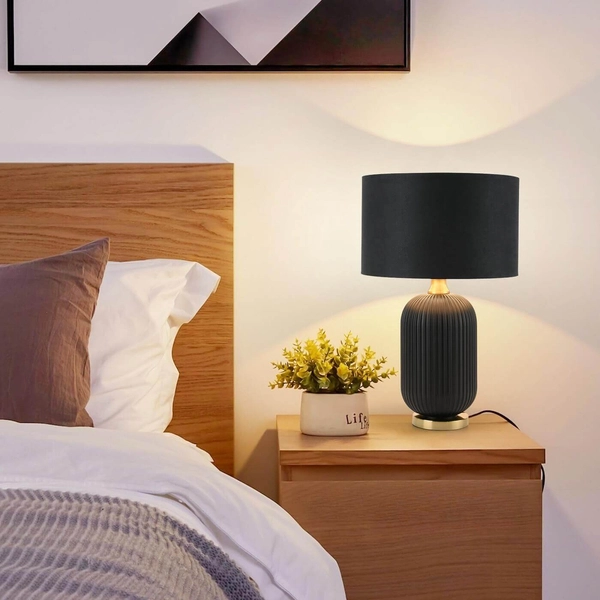 Stołowa lampa Tamiza LP-1515/1T big abażurowa czarna złota