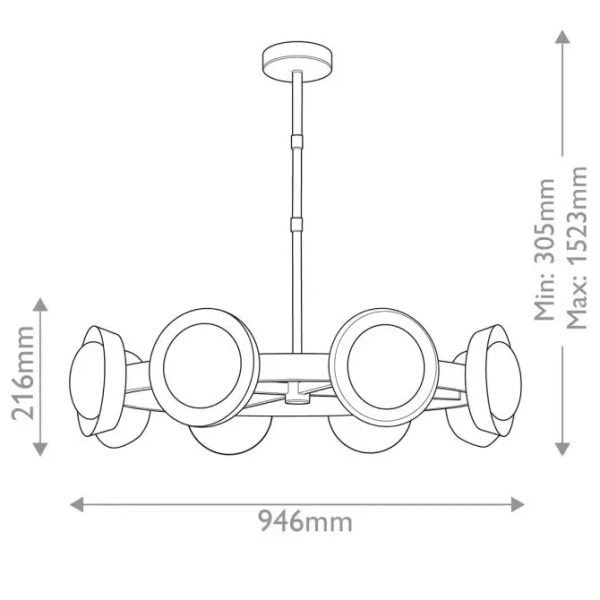 Alabastrowa lampa wisząca Alonso QN-ALONSO8-VBS-AR LED 30W 3000K mosiądz