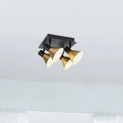 Sufitowa lampa kwadratowa Alvaro 3159 ruchome reflektorki czarne złote