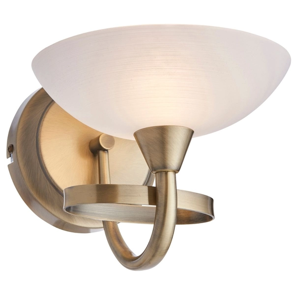 Antyczny kinkiet CAGNEY-1WBAB Endon szklany kielich biały mosiądz