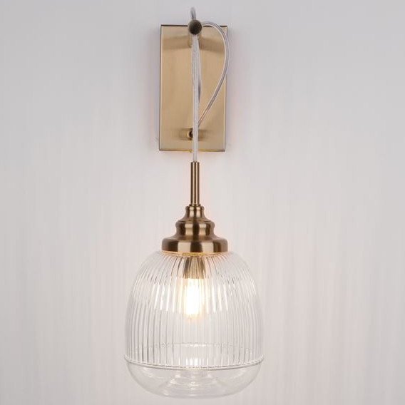 Ścienna LAMPA loftowa AHIGAL LE41849 Luces Exclusivas szklana OPRAWA kinkiet antyczny złoty