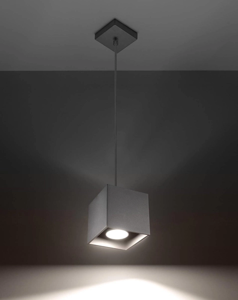 LAMPA SL.0061 metalowa OPRAWA zwis kostka cube szara