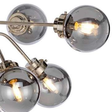 Modernistyczna LAMPA wisząca Kula KULA9 Elstead molekuły OPRAWA szklana ZWIS kule balls nikiel przydymione