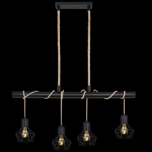 LAMPA wisząca PRISKA 54017-4H Globo belka OPRAWA skandynawska ZWIS liny brązowe czarne