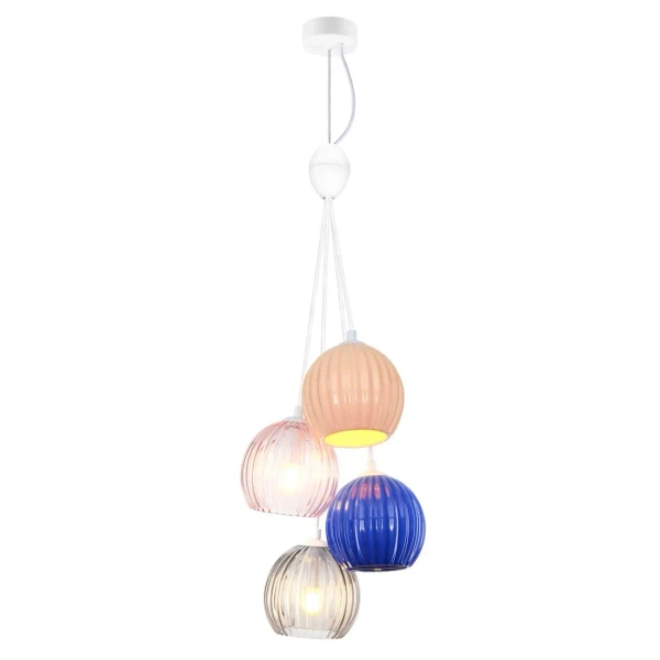 Ceramiczna wisząca lampa ryflowana Cases PND-94794-4A-MLTI kolorowa