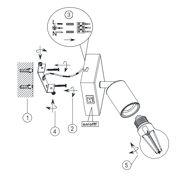 Ścienna LAMPA loftowa VANNES  R80181707 RL Light kinkiet OPRAWA metalowa reflektorek regulowany nikiel mat