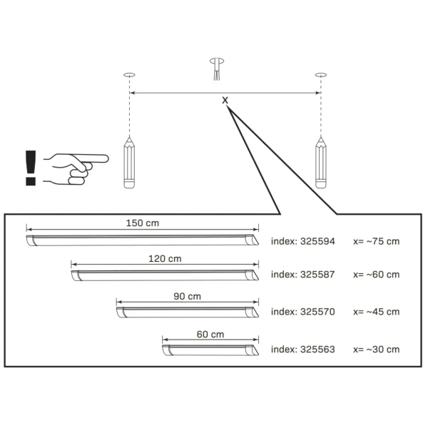 Podłużna lampa sufitowa 325587 LED 36W 4000K liniowa biała
