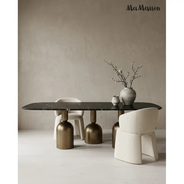 Prostokątny stół RINGO MM001501100393 czarny złoty dekor marmuru 240x120cm
