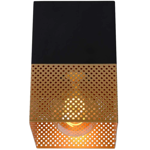 Industrialna LAMPA sufitowa RENATE 21123/01/02 Lucide loftowa OPRAWA siatka metalowa kostka czarna złota