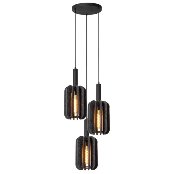 Lampa wisząca Rafal 45492/13/36 nad kanapę filc czarna szara