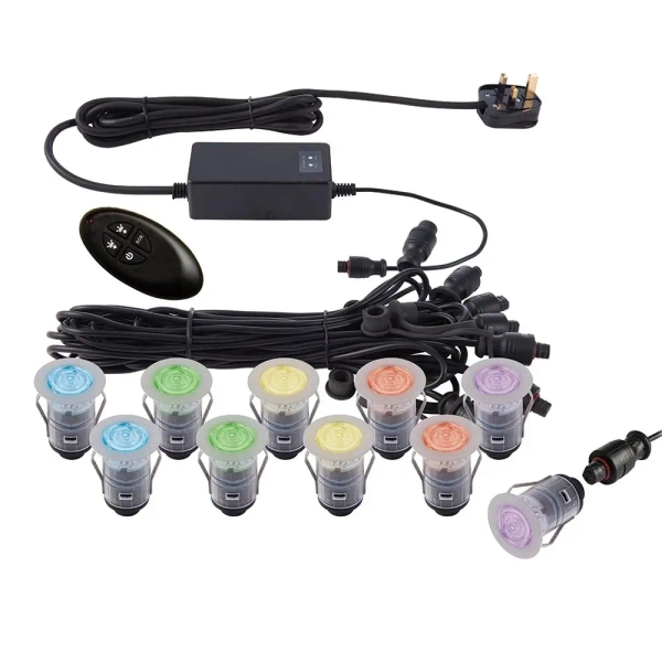 Zestaw 10 szt. oczek do ogrodu IKON 59136 LED 0,75W RGB IP67 srebrne