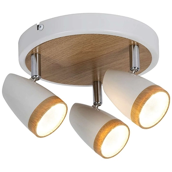 Plafon LAMPA sufitowa KAREN 5566 Rabalux okrągła OPRAWA skandynawska LED 12W 3000K regulowane reflektorki drewno białe
