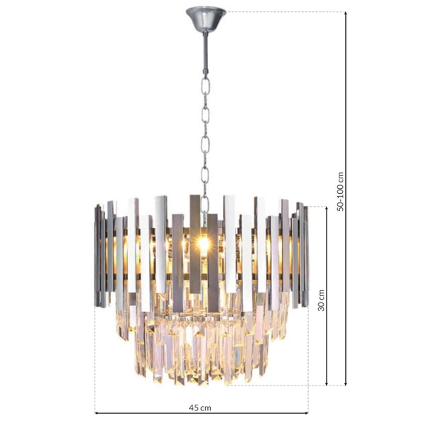 LAMPA wisząca ASPEN ML5996 Milagro glamour OPRAWA metalowy ZWIS okrągły chrom