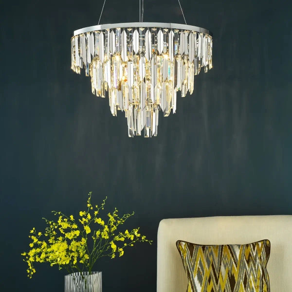 Kryształowa lampa wisząca Fuentes FUE0550 nad stół do salonu chrom