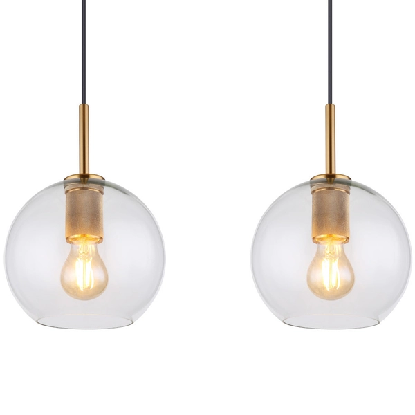 Wisząca LAMPA loftowa ADARA 15462H2 Globo szklana OPRAWA na listwie ZWIS kule balls przezroczyste mosiądz