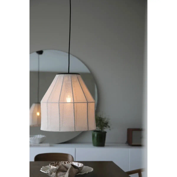 Japandi zwisająca lampa Aiko 108956 lniana beżowy czarny