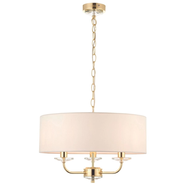 Wisząca lampa Nixon 70560 Endon z abażurem mosiądz ecru