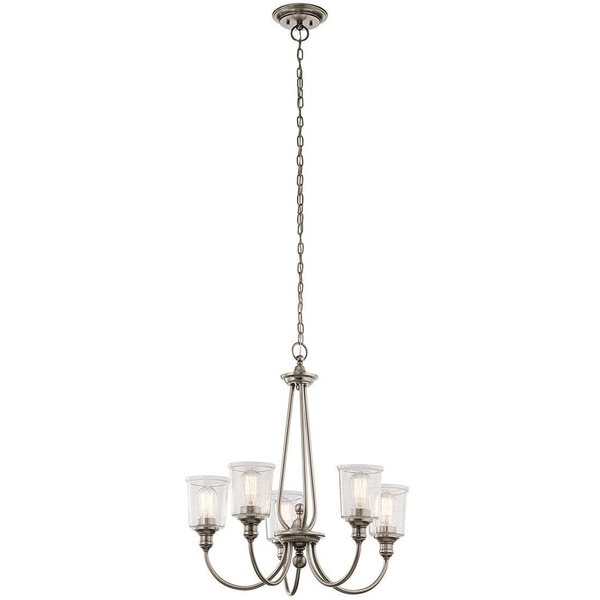 Żyrandol LAMPA wisząca Waverly KL-WAVERLY5-CLP Elstead KICHLER industrialna OPRAWA zwis na łańcuchu cyna przezroczysty