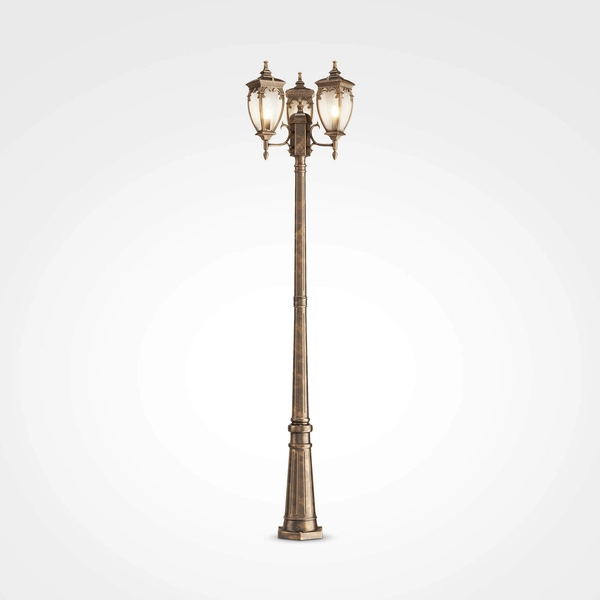 Antyczna lampa stojąca Fleur O414FL-03GB ogrodowa złota