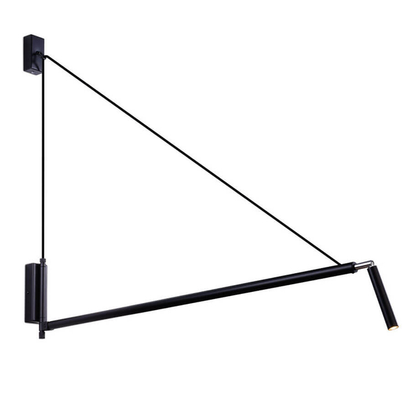 Kinkiet LAMPA minimalistyczna NURH 9019 Shilo metalowy kinkiet na wysięgniku tuba czarna