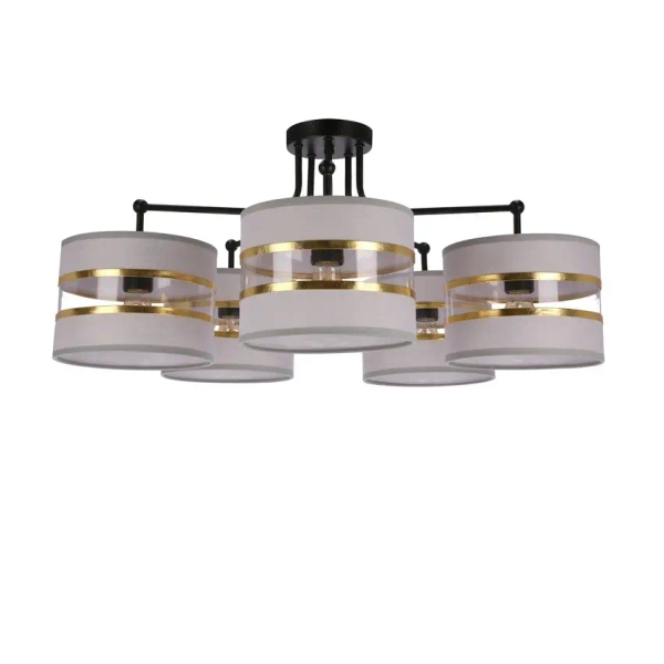 Abażurowa lampa sufitowa do sypialni Andy 35-00521 biały złoty czarny