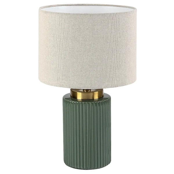 Lampka stołowa do biura Glovy 74046 tuba ryflowana ceramika zielony