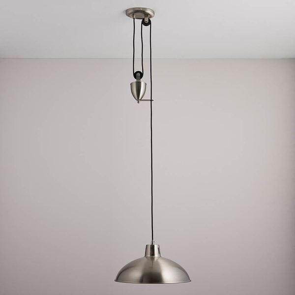 Kopułowa lampa wisząca POLKA-SN regulowana wysokość metalowa nikiel
