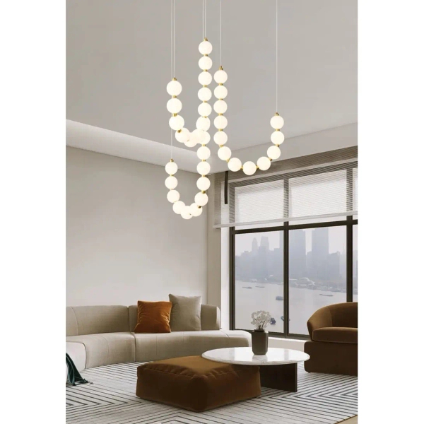 Kaskadowa lampa wisząca Perla CGPERLA-H65 LED 42W 3000K kule mosiądz biała