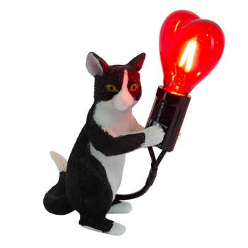 Lampka nocna stojąca Gato TL0103 Yaskr kotek serce biały czarny