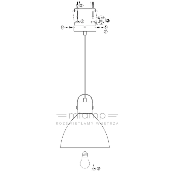 LAMPA wisząca EAGLE 106552 Markslojd metalowa OPRAWA zwis kopuła czarna