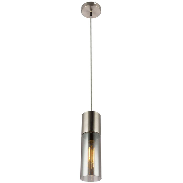Loftowa LAMPA wisząca ANNIKA 21000HN Globo tuba OPRAWA szklana ZWIS okrągły nikiel matowy przydymiony