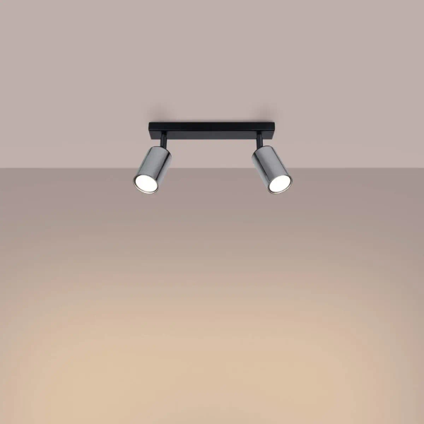 Podwójny plafon Winx SL.1367 Sollux reflektorki tubki chrom czarny