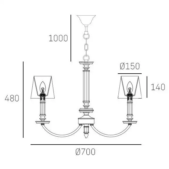 Abażurowa LAMPA wisząca SIENA P06308NI-WH Cosmolight glamour zwis na łańcuchu nikiel