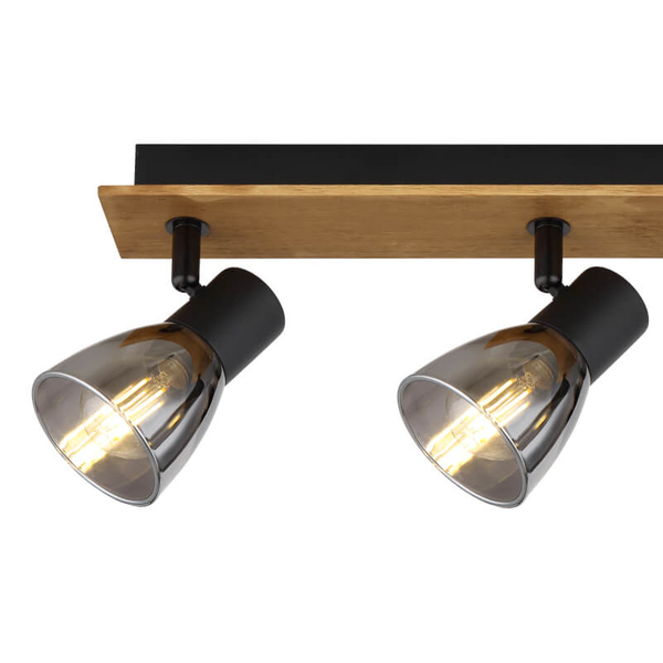 Nasufitowa lampa Claude 54307-3W drewno przydymiona