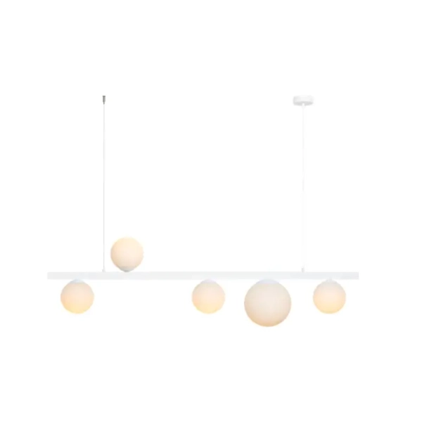 Molekułowa lampa wisząca GARDA 1099F nad wyspę szklana biała