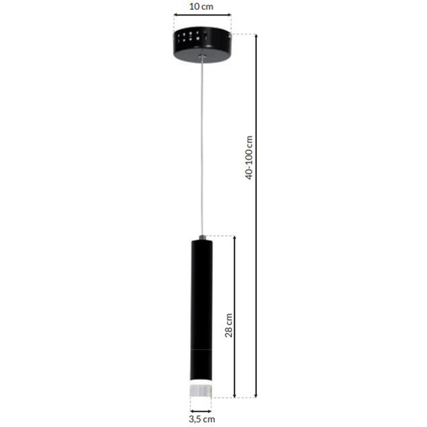 LAMPA wisząca CARBON ML182 Milagro metalowa OPRAWA zwis LED 5W 4000K sopel tuba czarna