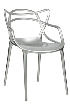 Krzesło designerskie LUXO 173-APP1.SILVER King Home z podłokietnikami srebrne