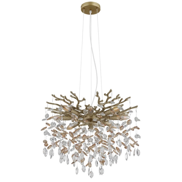 Żyrandol do jadalni Queena 64138H1G glamour kryształowy złoty