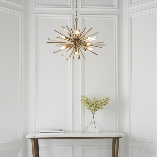 Lampa zwisowa na łańcuchu L&-181936 Light& gwiazda hampton mosiądz